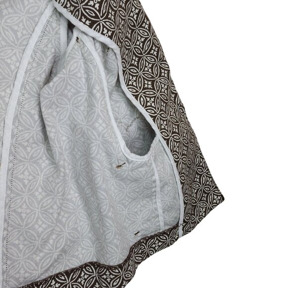 Talbots Petites 8P Open Front Jacket Brown White Cotton Stretch With Button - Picture 9 of 10